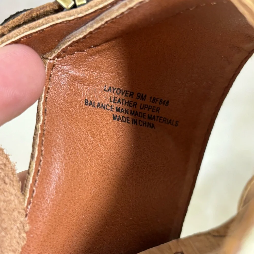 OTBT Women’s Layover Wedge Sandals Gold With Turquoise Accents Size 9